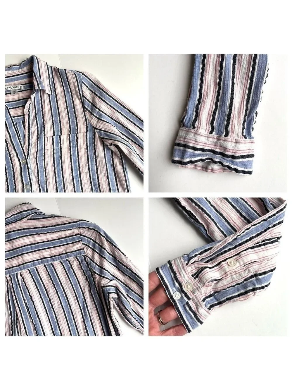 J. Crew Mercantile Seersucker Popover Top